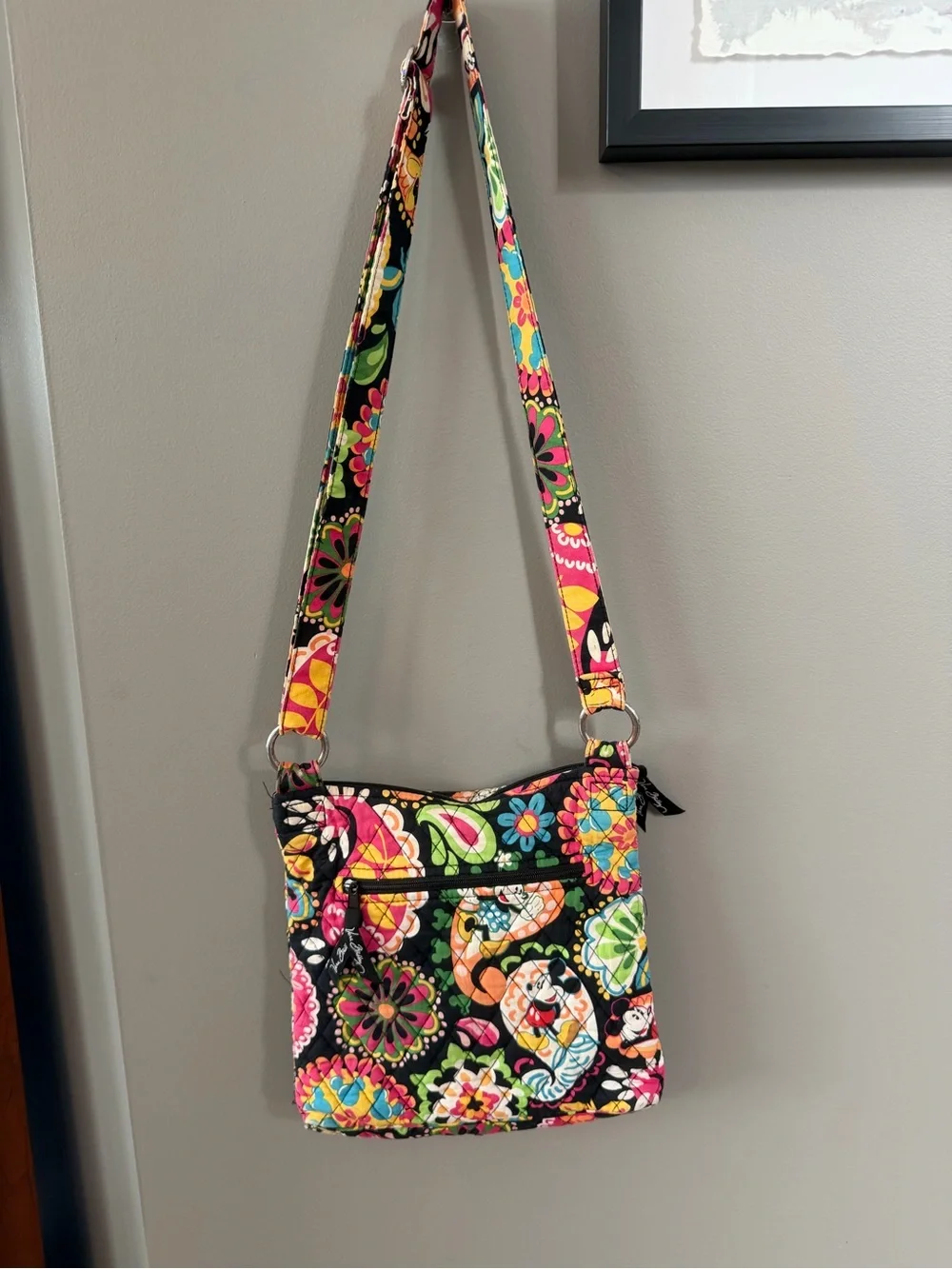 Vera Bradley Black Multicolor Mickey & Friends Quilted Crossbody